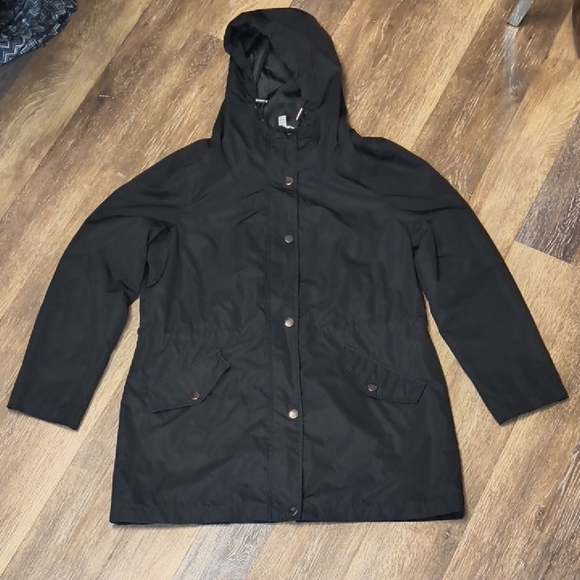 Time and Tru Women's Black Utility Jacket with Hood - Picture 1 of 4